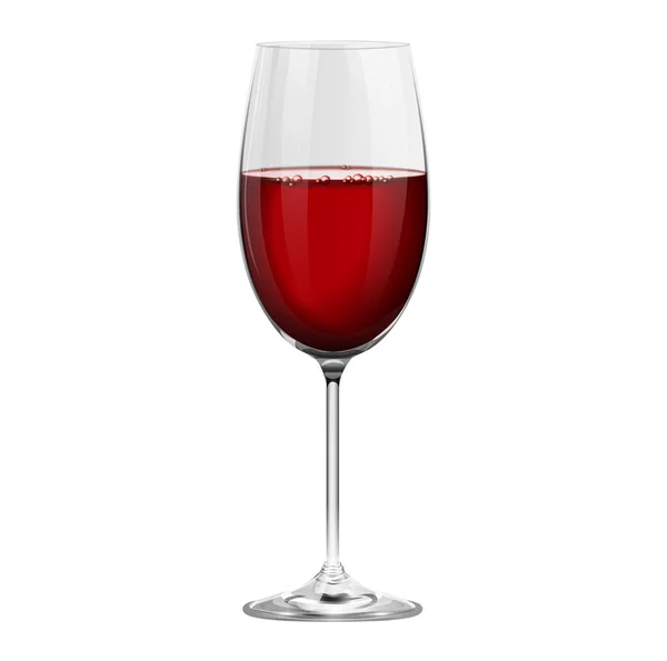 Vidrio Vino Rojo Cabernet Realista Aislado Sobre Fondo Blanco — Vector de stock