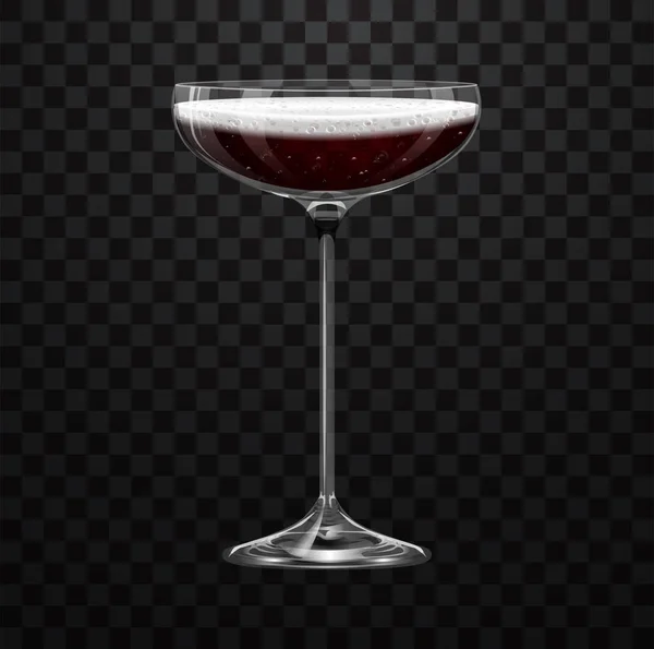 Realistisch Rood Champagne Glas Geïsoleerd Transparante Achtergrond — Stockvector