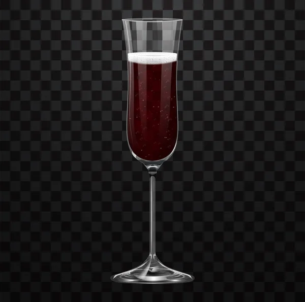 Realistiskt Rött Champagne Glas Isolerad Transparent Bakgrund — Stock vektor