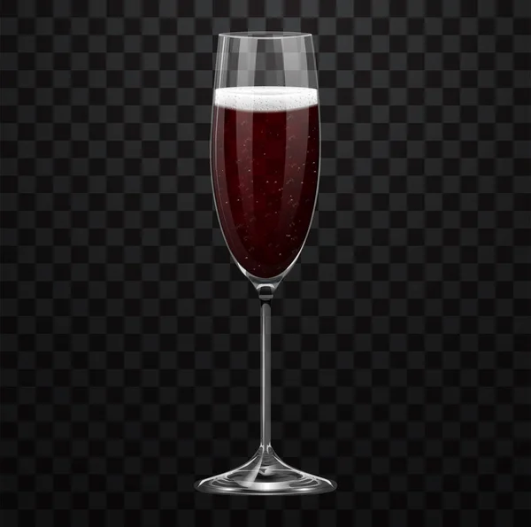 Realistico Bicchiere Champagne Rosso Isolato Sfondo Trasparente — Vettoriale Stock