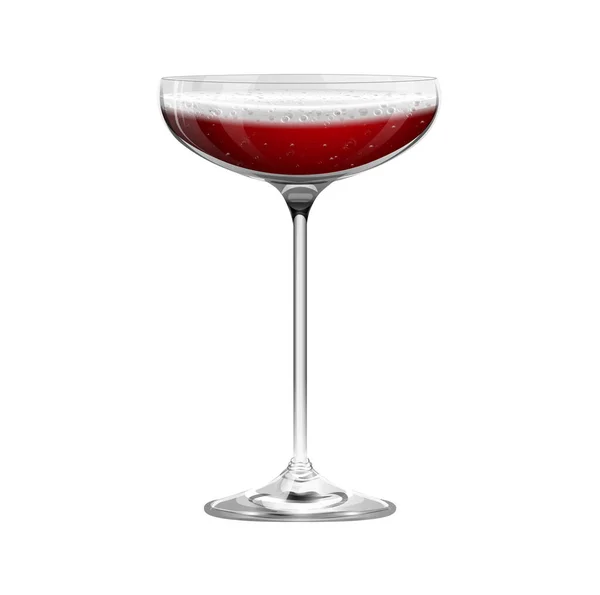 Реалістичний Червоний Келих Шампанського Ізольований Білому Тлі — стоковий вектор