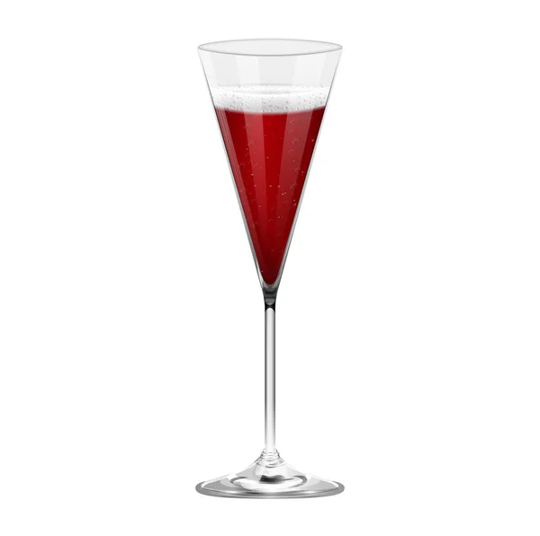 Ρεαλιστικό Κόκκινο Ποτήρι Σαμπάνιας Απομονωμένο Λευκό Φόντο — Διανυσματικό Αρχείο