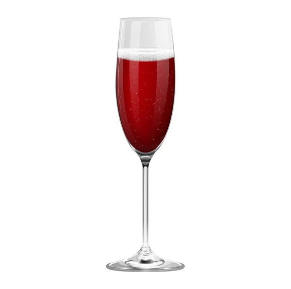 Realistisches Rotes Champagnerglas Isoliert Auf Weißem Hintergrund — Stockvektor