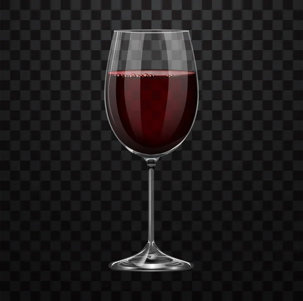 Realistische Rode Wijn Glas Bordeaux Geïsoleerd Transparante Achtergrond — Stockvector