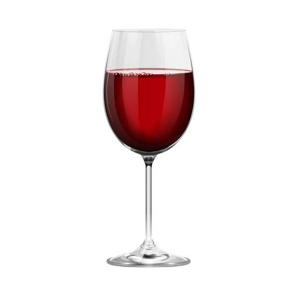 Realistico Bicchiere Vino Rosso Bordeaux Isolato Sfondo Bianco — Vettoriale Stock
