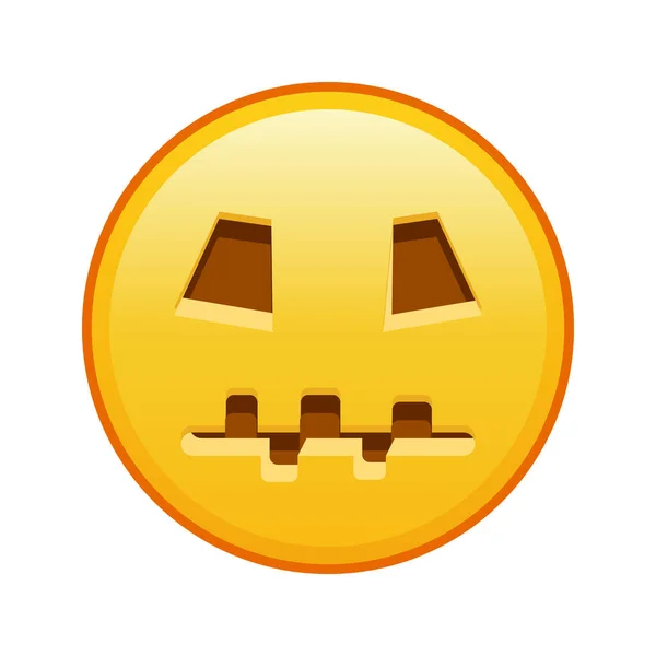Ijesztő Halloween Arc Nagy Méretű Sárga Emoji Mosoly — Stock Vector