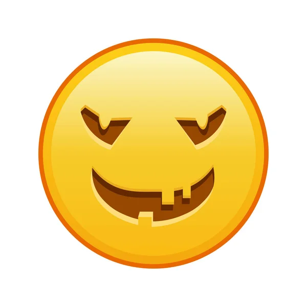 Scary Halloween Cara Gran Tamaño Amarillo Emoji Sonrisa — Vector de stock