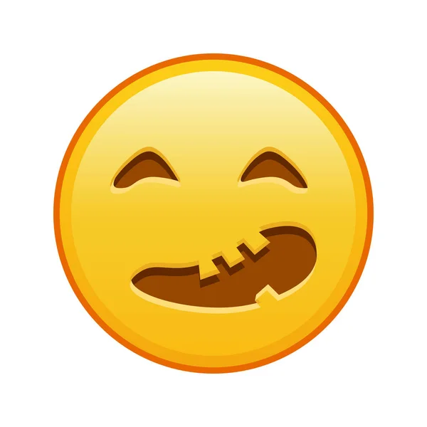 Cara Assustadora Dia Das Bruxas Grande Tamanho Sorriso Emoji Amarelo —  Vetores de Stock