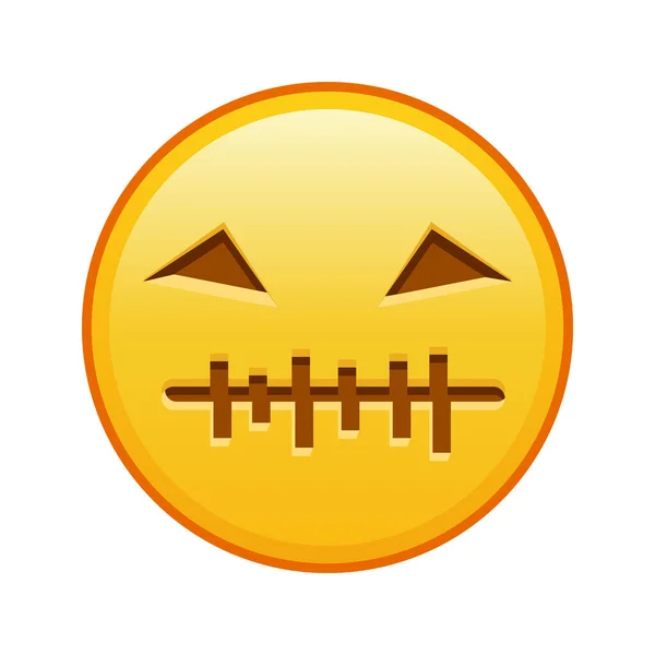 Läskigt Halloween Ansikte Stor Storlek Gul Emoji Leende — Stock vektor