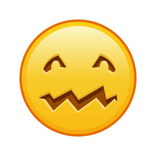Visage Effrayant Halloween Grande Taille Sourire Emoji Jaune — Image vectorielle