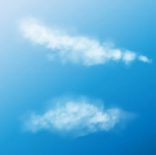 Белые Реалистичные Пушистые Облака Туман Дым Голубом Небе — стоковый вектор