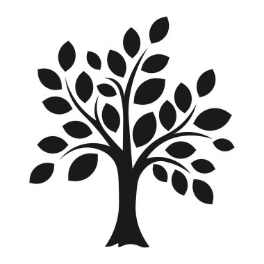 Yapraklı ağaç ağ ve logo için düz stil simgesi