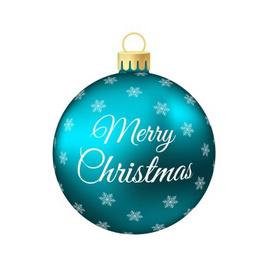 Su mavisi Noel ağacı oyuncağı veya top hacimli ve gerçekçi renk çizimi