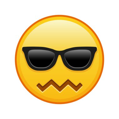 Utanç ifadesi, güneş gözlüğü, büyük sarı emoji gülümsemesi.