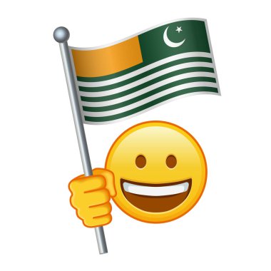 Azad Jammu ve Kaşmir bayrağıyla Emoji. Sarı emoji gülüşü büyüklüğünde.