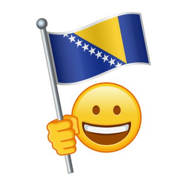 Bosna-Hersek bayrağıyla Emoji büyük sarı emoji gülümsemesi