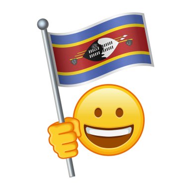 Eswatini bayrağıyla Emoji. Sarı emoji gülüşü büyüklüğünde.