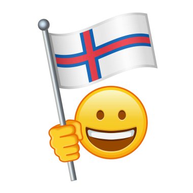 Faroe Adaları bayraklı Emoji. Sarı emoji gülüşü büyüklüğünde.