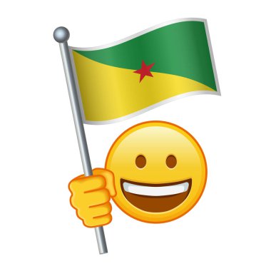 Fransız Guyanası bayraklı Emoji. Büyük sarı emoji gülüşlü.