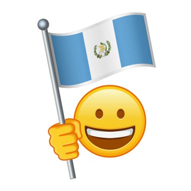 Guatemala bayrağıyla Emoji. Sarı emoji gülüşü büyüklüğünde.