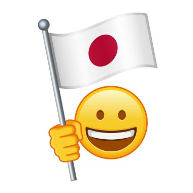 Japonya bayraklı Emoji Büyük boy sarı emoji gülüşü