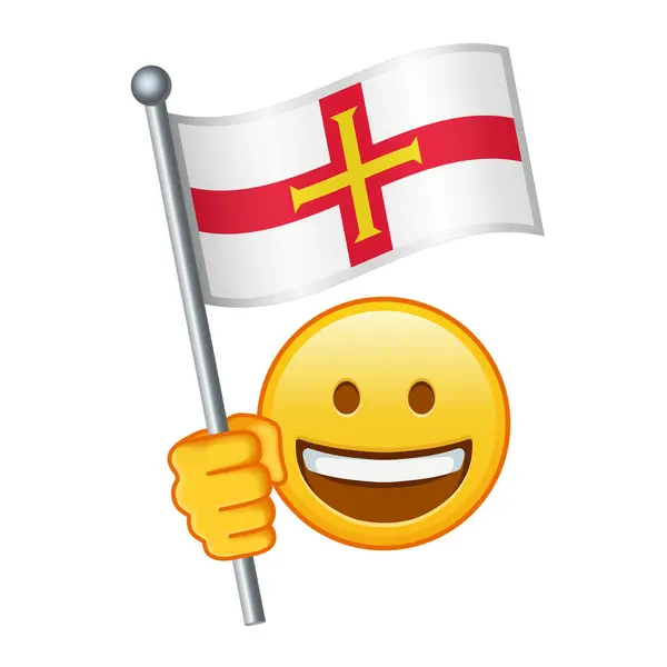 Emoji Flagą Guernsey Duży Rozmiar Żółty Emotikony Uśmiech Wektory Stockowe bez tantiem