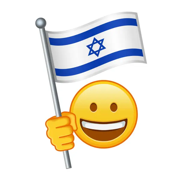 Emoji Flagą Izraela Duży Rozmiar Żółtego Emotikonu Uśmiech Wektor Stockowy
