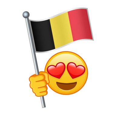 Belçika bayraklı Emoji. Sarı emoji gülüşlü büyük boy.