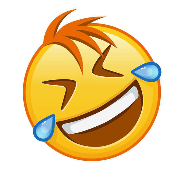 Rolling on the floor laughing Large size of yellow emoji smile with hair