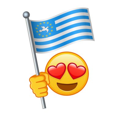 Güney Kamerun Federal Cumhuriyeti bayraklı Emoji. Sarı emoji gülüşü büyüklüğünde.