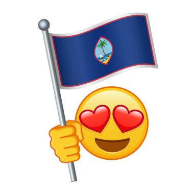 Guam bayrağıyla Emoji. Sarı emoji gülüşü büyüklüğünde.