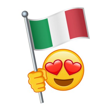 Emoji ve İtalya bayrağı Büyük boy sarı emoji gülümsemesi
