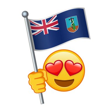 Montserrat bayrağıyla Emoji. Sarı emoji gülüşü büyüklüğünde.