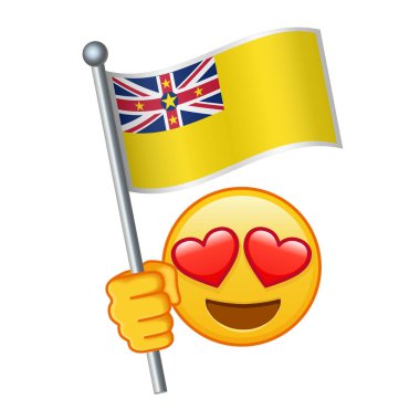 Niue bayrağıyla Emoji Büyük sarı emoji gülümsemesi