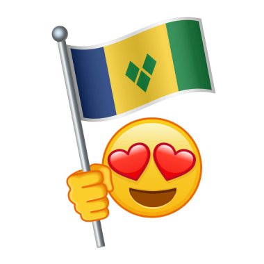 Saint Vincent ve Grenadines bayrağı ile Emoji Büyük sarı emoji gülümseme boyutunda