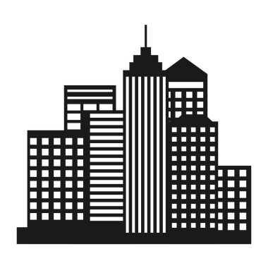 İş, eğitim veya tıptaki poster veya logoların simgesi olarak düz gökdelenler