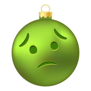 Emoji Christmas tree ball or toy with nauseated face clipart