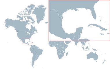 Dünya haritasında Meksika Körfezi. Körfez resimlerini kapat
