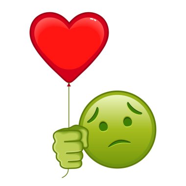 Nauseated face with red heart baloon Large size of green emoji smile clipart