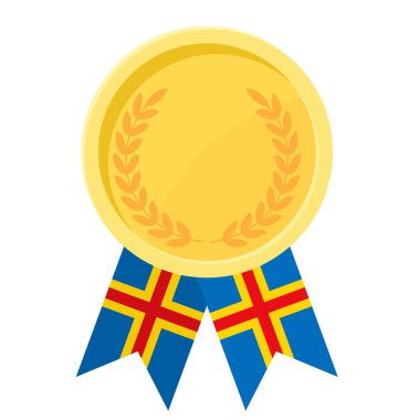 Spor için Aland bayrak kurdeleleri ile altın ödülün basit bir illüstrasyonu