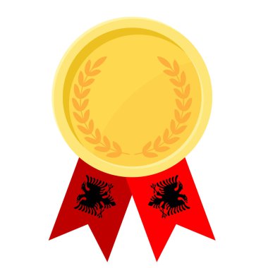 Arnavutluk bayrak kurdelelerinin spor amaçlı olduğu altın ödülün basit bir gösterimi