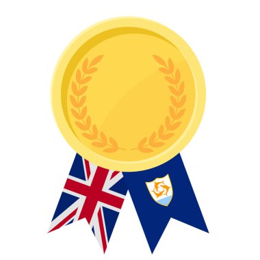 Spor için Anguilla bayrak kurdeleleriyle altın ödülün basit bir illüstrasyonu