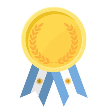 Arjantin bayrak kurdeleleriyle altın madalya kazanmanın basit bir gösterimi.