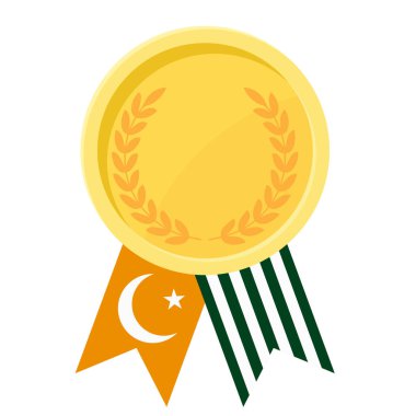 Azad Jammu ve Kashmir bayrak kurdeleleriyle spor dalında altın madalyanın basit bir illüstrasyonu