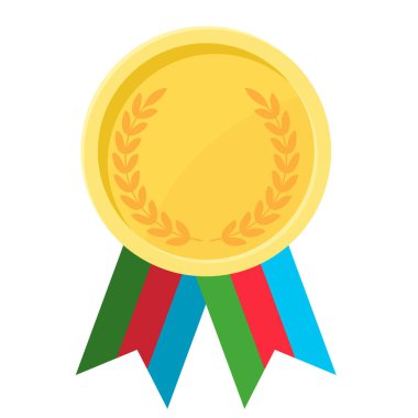 Spor için Azerbaycan bayrak kurdeleleriyle altın ödülün basit bir illüstrasyonu