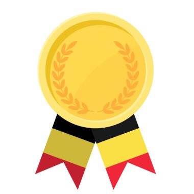 Spor için Belçika bayraklı altın madalya illüstrasyonları