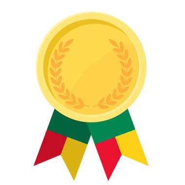 Spor için Benin bayrak kurdeleleri ile altın ödülün basit bir illüstrasyonu