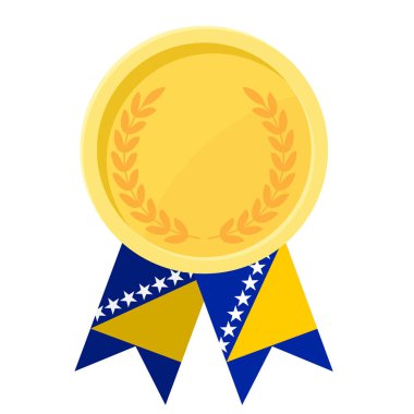 Bosna-Hersek bayrak kurdeleleriyle altın madalya kazanmanın basit bir gösterimi