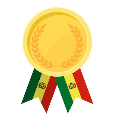 Spor için Bolivya bayrak kurdeleleriyle altın ödülün basit bir illüstrasyonu