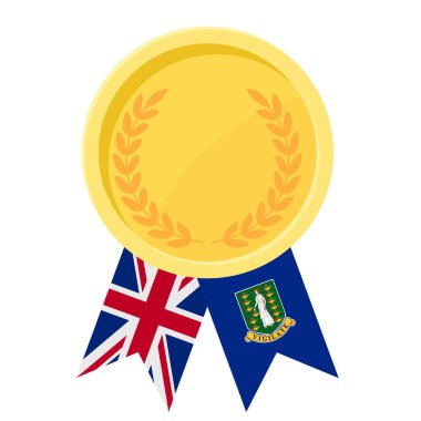İngiliz Virjin Adaları 'nın spor amaçlı bayraklarıyla altın ödül madalyasının basit bir gösterimi